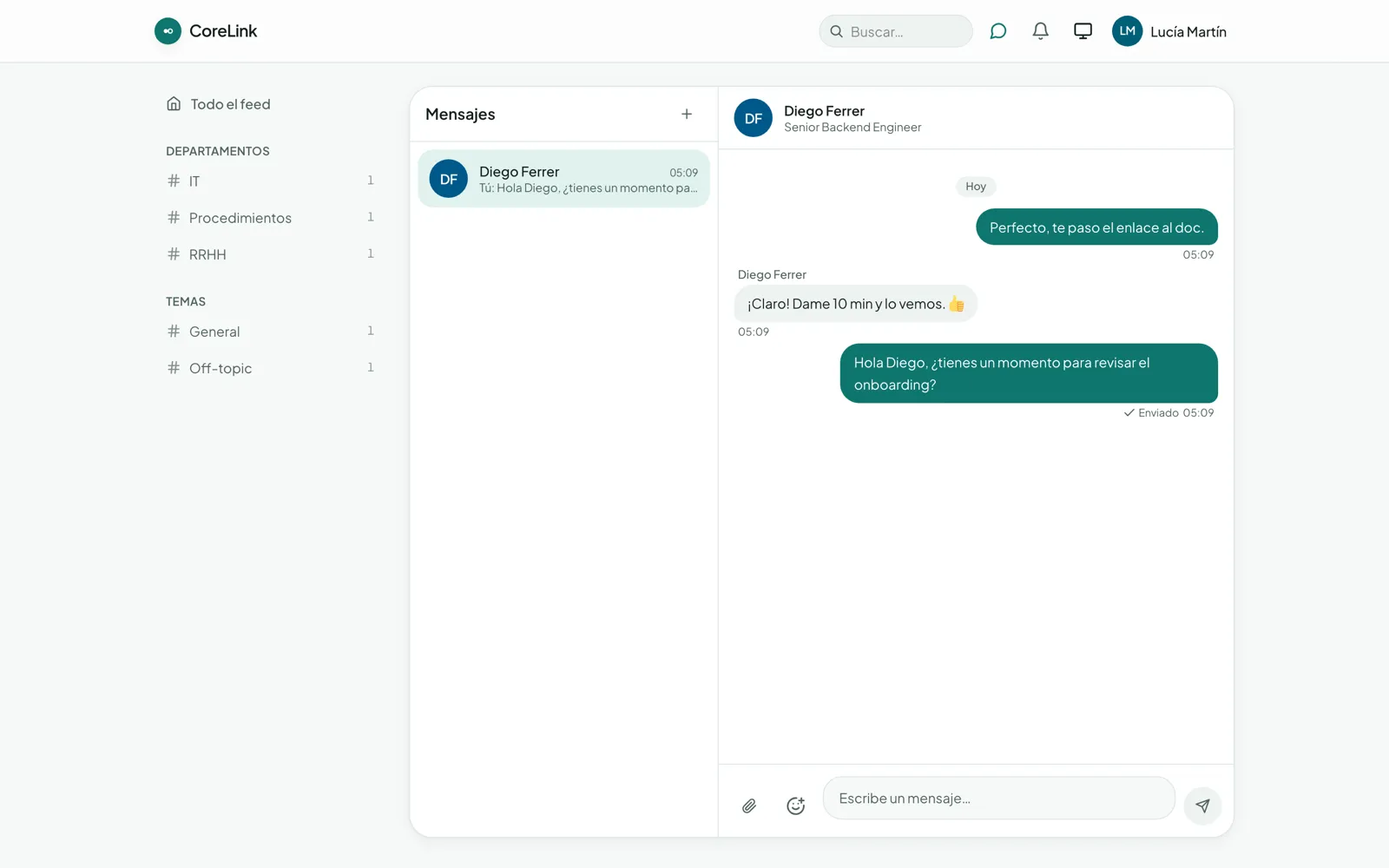 Mensajería en tiempo real de CoreLink